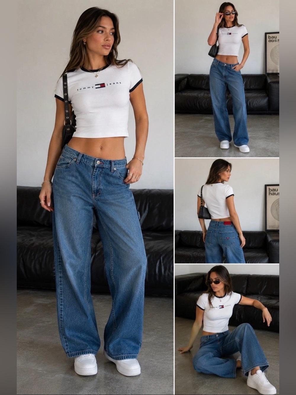 Tommy Jeans Carpenter Jeans Womens 13 Blue Denim Wide Leg Utility Y2K